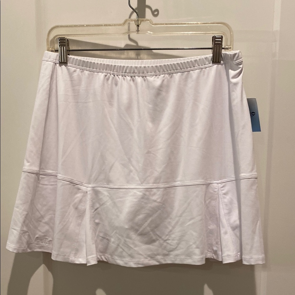 Bolle ladies Tennis/Golf Skirt/Skort.‎  Large.  White. Elastic Waist. NWT. 15” L